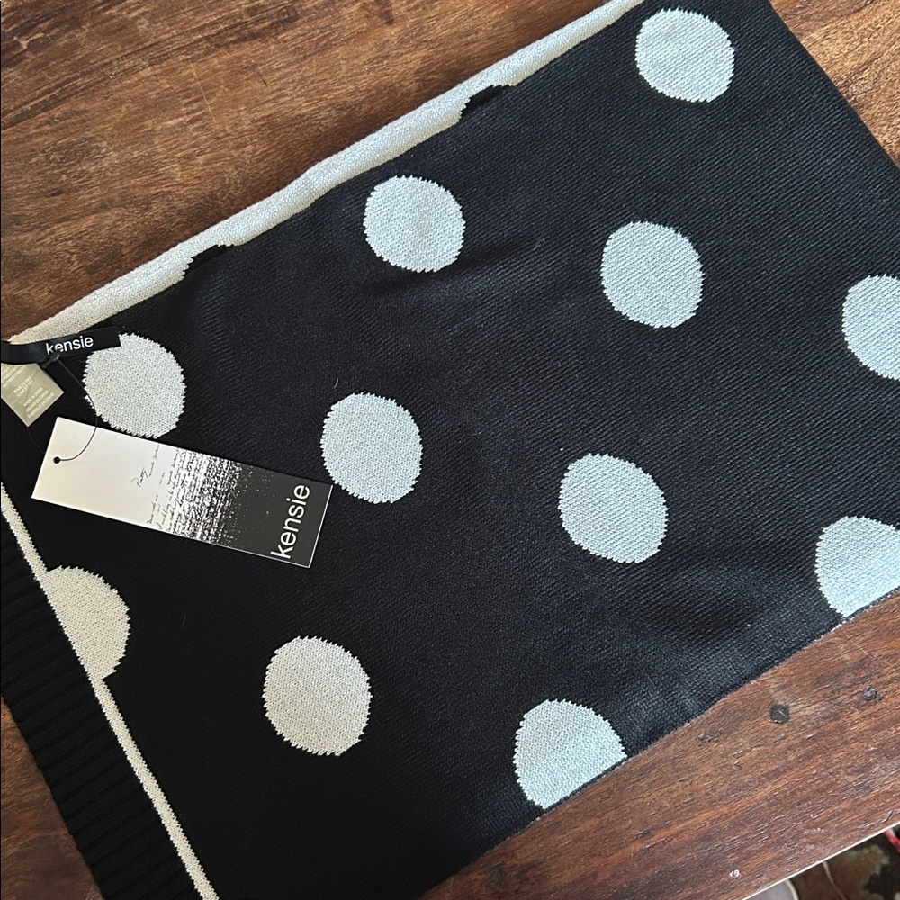 Kensie Black Scarf with Silver Dots NWT